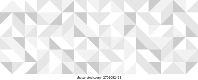 Weißer nahtloser Hintergrund von Dreiecken im modernen Stil, flache Vektorgrafik. Abdeckung von grauen geometrischen Formen in Retro-Textur für Web-Design oder Postkarte.