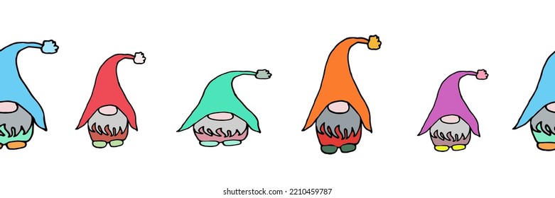 white seamless banner.  holiday gnomes.vector