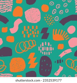 White Seamless Brushed Graphic Artwork Wallpaper. Vivid Repeated Decoration Hand Drawn Textile, Seamless Card. Pastel Repetitive Round Retro Scribble Texture