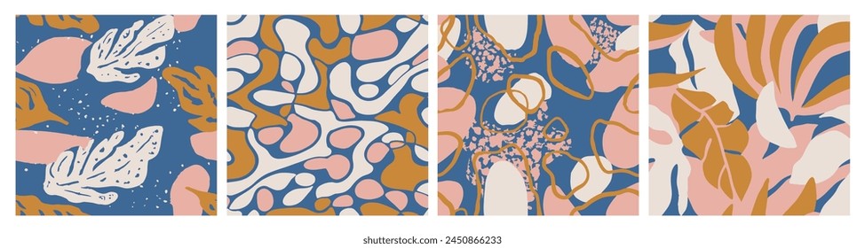 White Seamless Classic Spring Template Vector. Orange Repeated Summer Isolated Shape, Seamless Set. Green Repetitive Contemporary Simple Leaves Design. 