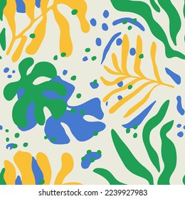 White Seamless Creative Graphic Monstera Leaves Background. Light Repetitive Elegant Fresh Tree Paint Vector. Orange Continuous Nature Blossom Style Design.