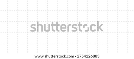 White seamless dashed grid pattern background. Squared dashed grid line seamless pattern. Dashed cross line texture. Grid paper sheet. Vector illustration