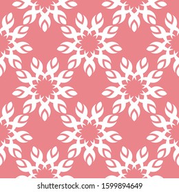 White seamless design. On pale pink background. Vector illustration