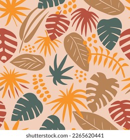 White Seamless Doodle Bloom Template Pattern. Green Seamless Creative Natural Artwork, Seamless Wallpaper. Orange Repetitive Color Artistic Shape Art. 