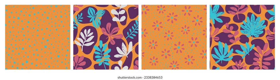 Patrón de Pintura Fresca de Doodle Sin Pena Blanca. Forma Sencilla Y Elegante Gradiente, Impresión Sin Margen. Fondo Ornamento De Verano Repetido Púrpura. 
