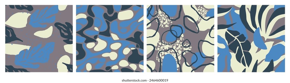 White Seamless Doodle Natural Scribble Set. Dark Repeated Fashion Retro Textile, Seamless Collection. Purple Continuous Contemporary Artistic Watercolor Pattern. 