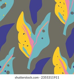 Textura De Elemento De Primavera Elegante Y Sin Margen Blanco. De Moda Continua Amarilla Superficie Aislada, Fondo Sin Marea. Diseño De Calma Moderna De Doodle Azul Sin Pena. 