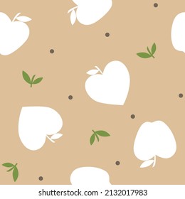 white seamless floral vector fruit pattern on cream background