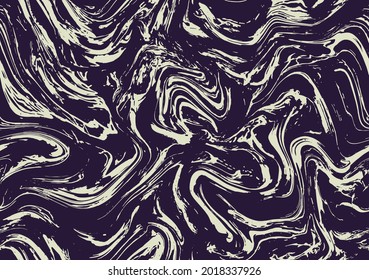 White Seamless Gouache Paint Backdrop. Monochrome Black Abstract Vector Oil. Gray Repeat Fabric Graphic Print. Dark Repeat Aqua Graphic Ebru. Black Background.