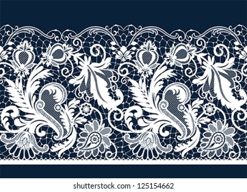 White seamless lace. All elements and textures are individual objects. Vector illustration scale to any size.