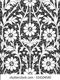 white seamless lace floral pattern on gray background