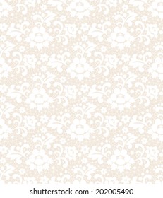 White seamless lace pattern on yellow background