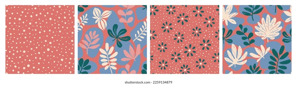Vector de elementos de flotación de la naturaleza sin foco blanco. Decoración Artista Verde Repetida, Fondo Sin Margen. Patrón De Estilo Belleza Creativo Y Sin Margen Rosa. 