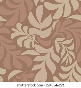White Seamless Nature Natural Garden Style Wallpaper. Brown Repeated Floral Hawaiin Jungle Decor Vector. Colorful Camouflage Botanical Tree Flower Art.