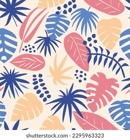 White Seamless Nature Palm Shape Texture. Purple Repeated Elegant Branch Element, Seamless Design. Yellow Repetitive Color Flora Textile Wallpaper. 