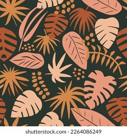 White Seamless Nature Tree Element Design. Colorful Repetitive Creative Organic Shape, Seamless Texture. Orange Continuous Summer Natural Quill Art. 