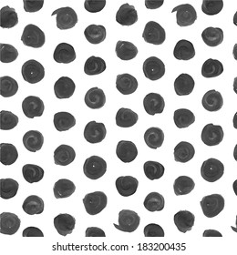 White seamless ornament in black circle of rough thick paint strokes