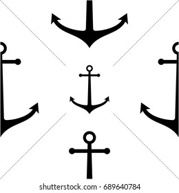 White seamless pattern with anchors vector illustration