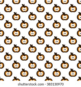 White Seamless Pattern with Apples