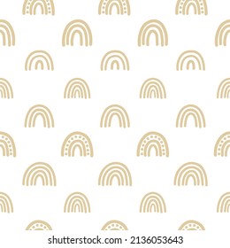 White seamless pattern with beige ranbows.