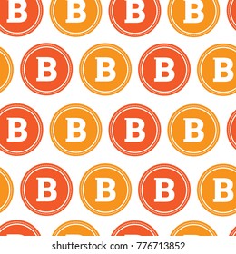 Patrón sin foco blanco con señales de bitcoines Ilustración de vectores de fondo de minería de moneda cripto