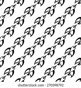white seamless pattern with black migratory birds
