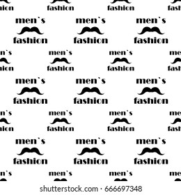 white seamless pattern with black mustache. vector