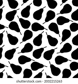 White seamless pattern with black pears