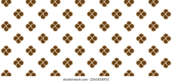 White seamless pattern with brown flowers as a background