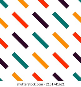 White seamless pattern with colorful bars.