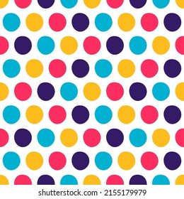 White seamless pattern with colorful circles.