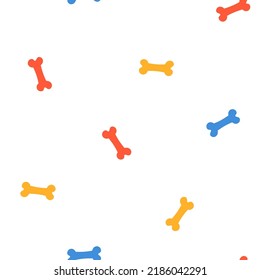 White seamless pattern with colorful dog bones.
