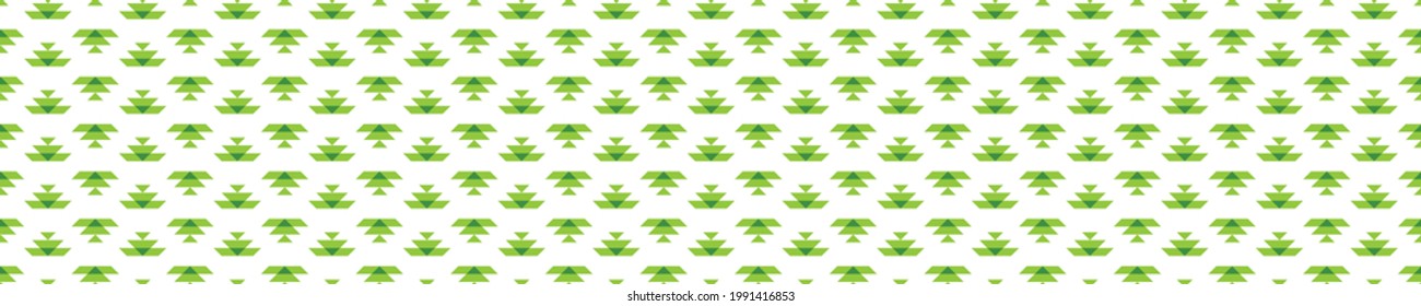 White seamless pattern with green Aztec elements