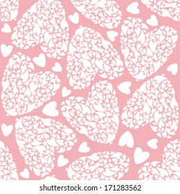 white seamless pattern in hearts