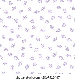 White seamless pattern with light purple leaves.