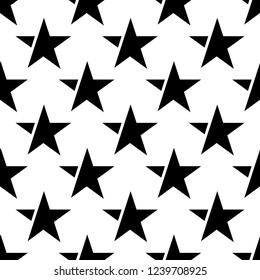 white seamless pattern with many black big star. vector
