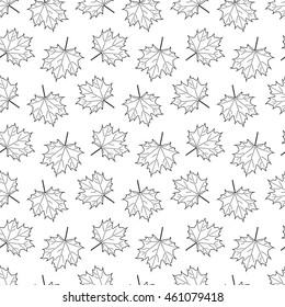 white seamless pattern with white Maple Leaf. vector