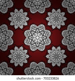 White seamless pattern on background with white elements. Seamless vintage pattern on background with whiteen elements. Christmas, snowflake, new year.