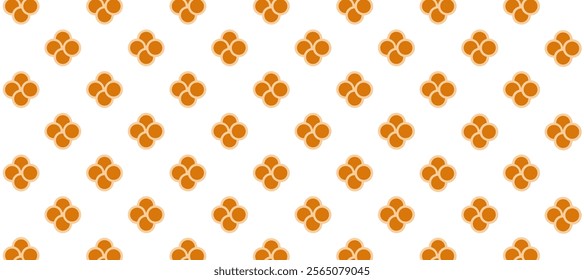 White seamless pattern with orange flowers as a background