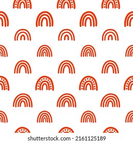 White seamless pattern with orange ranbows.