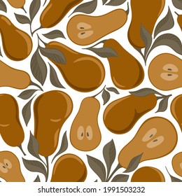 WHITE SEAMLESS PATTERN WITH PEARS IN THE VECTOR