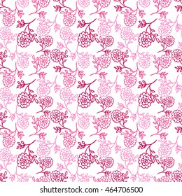 white seamless pattern with pink abstract peony flowers. vector