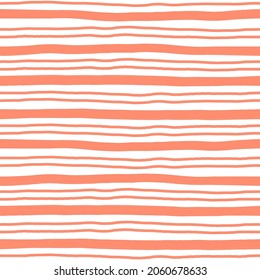 White seamless pattern with pink  hand-drawn lines.