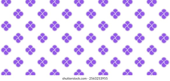 White seamless pattern with purple flowers as a background