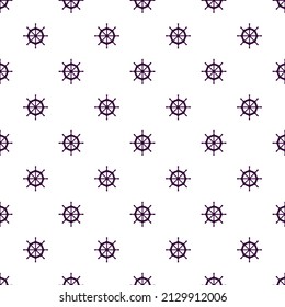 White seamless pattern with purple ship wheel.