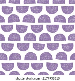 White seamless pattern with purple textured semi circles