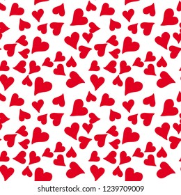 white seamless pattern with red heart for valentine day. vector