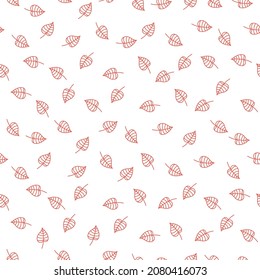 White seamless pattern with red leaves.