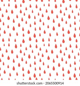 Patrón transparente blanco con gotas de lluvia rojas.