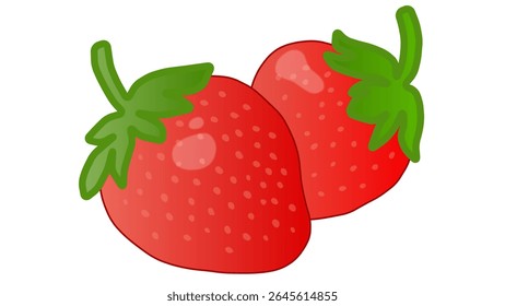 White seamless pattern with red strawberry. Background red cherries and green leaves. Vector design sweet berries as wallpaper